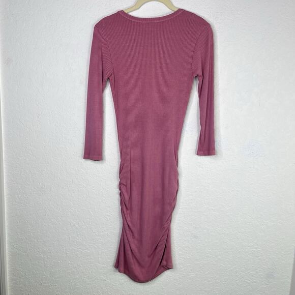 Sundry Pink Henley Ruched Sides Dress Size 0(XS) NWOT Made in USA summer, spring - Picture 4 of 8
